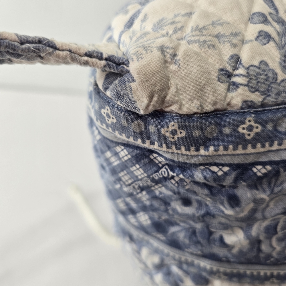 Vera Bradley Blue Toile Floral Plaid 90s Drawstring Daypack Napsack Backpack VTG - Picture 13 of 15
